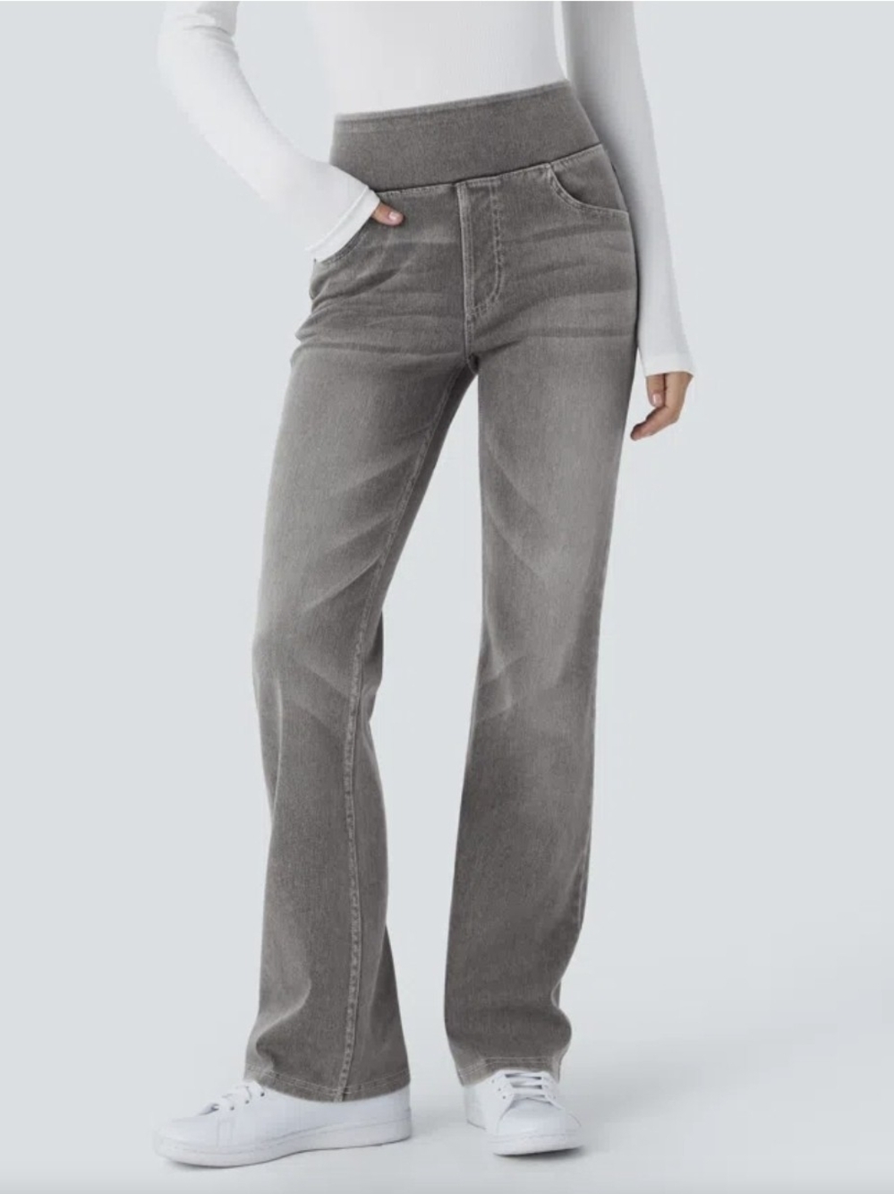 NWT Halara Flex Women's Bootcut Black Iron Gray High Waisted Stretch Denim
